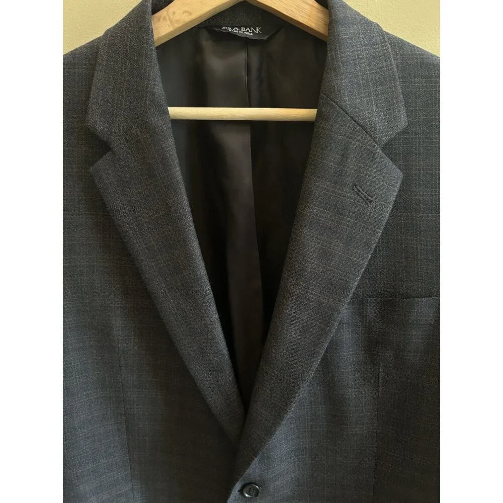 Jos A Bank Signature Collection Blazer Silk Wool Men's Size 42R Navy Checkered
